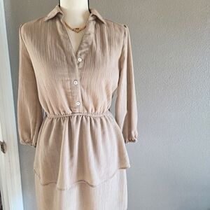 Blush Tan Button-Up Dress